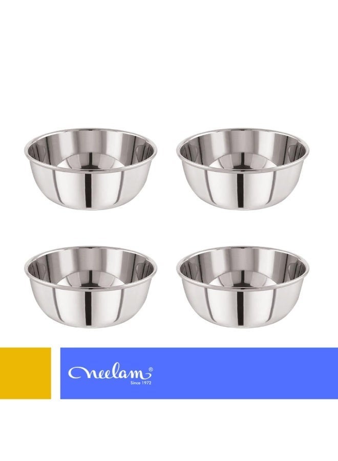 Neelam Stainless Steel 4.5, 24 Gauge Prem 100 ml Vati, Set of 4, Dinner Bowl Katori Serving Vati,Durable Quality, Elegant, Perfect for Serving Snacks, Desserts, and Condiments, Silver - Image 1