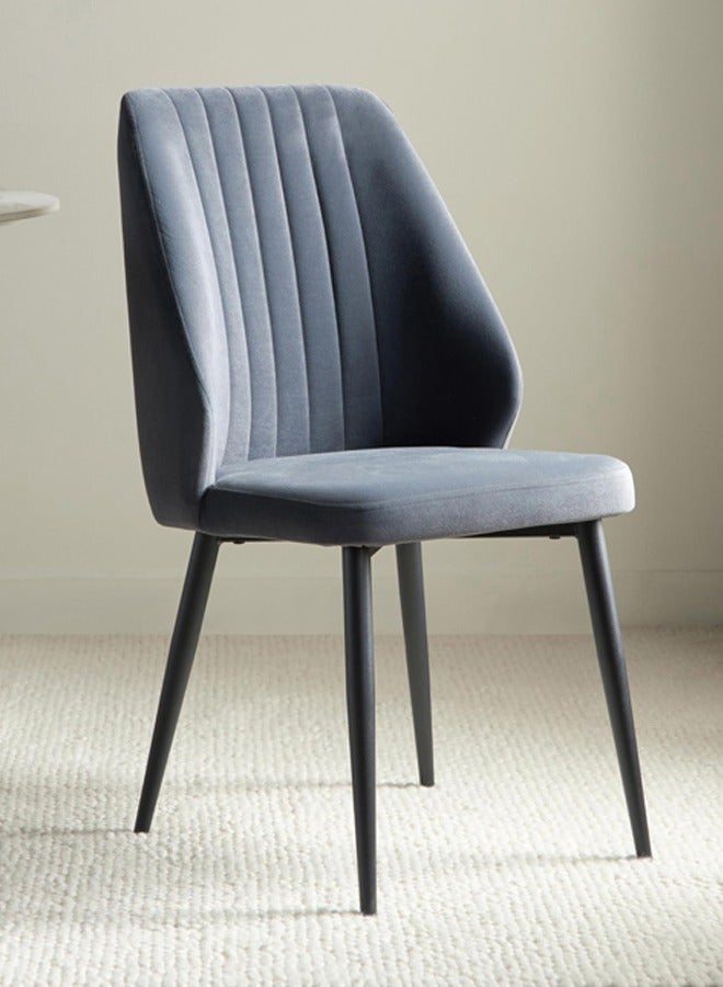 Home Canvas Riva Chair (Set of 2) Velvet Blue Fabric - Leg Black Metal - Image 2