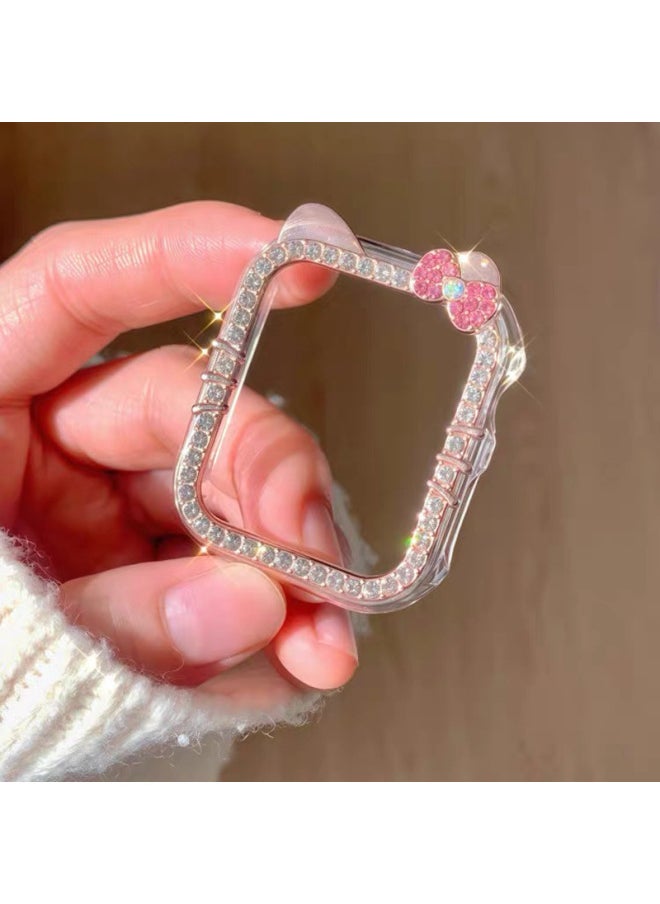 Suitable For AppleWatchS10 Diamond Kt Cat Watch Case S9 Diamond For Apple Case S8/s7 Half Bag Protective Case-Color:Gold Diamond Kt Cat Protective Case-Dimensions:44mm S4/5/6 Generation/se