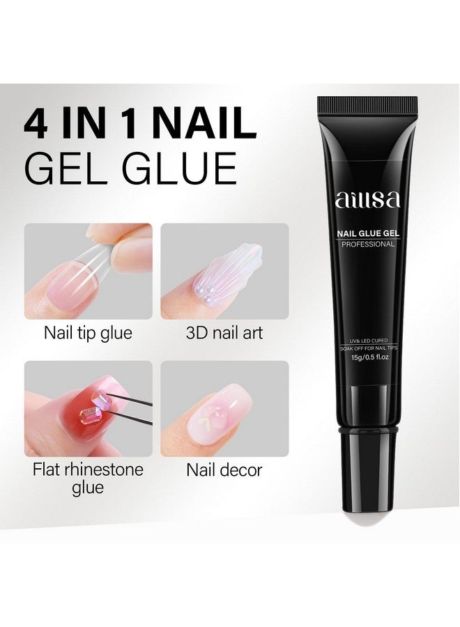 AILLSA Gel Nail Glue For Nail Tips, Solid Super Strong Soft Gel Glue 15G Professional Fake Nail Glue Gel, Acrylic Nail Glue U V Lamp Curing Needed - Long Lasting 30 Days+ - Image 2