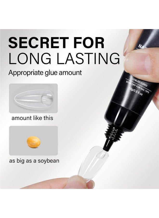AILLSA Gel Nail Glue For Nail Tips, Solid Super Strong Soft Gel Glue 15G Professional Fake Nail Glue Gel, Acrylic Nail Glue U V Lamp Curing Needed - Long Lasting 30 Days+ - Image 5
