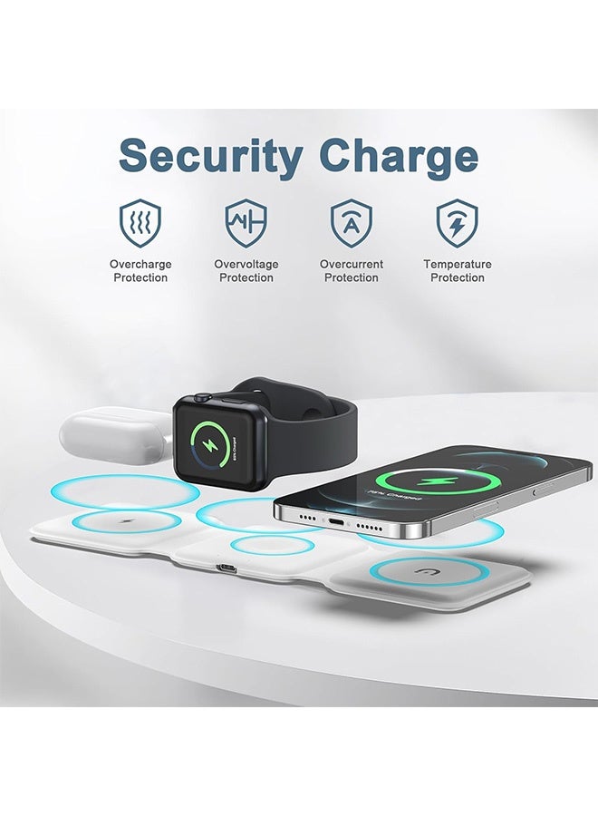 Gecomo 3 in 1 Wireless MagSafe Charger for iPhone 12 13 14 15 16 Pro Max, iWatch, Airpods  - Magnetic Foldable Travel Charger Station for Multiple Apple Devices, Fast-Charging, Charger Included - Image 3