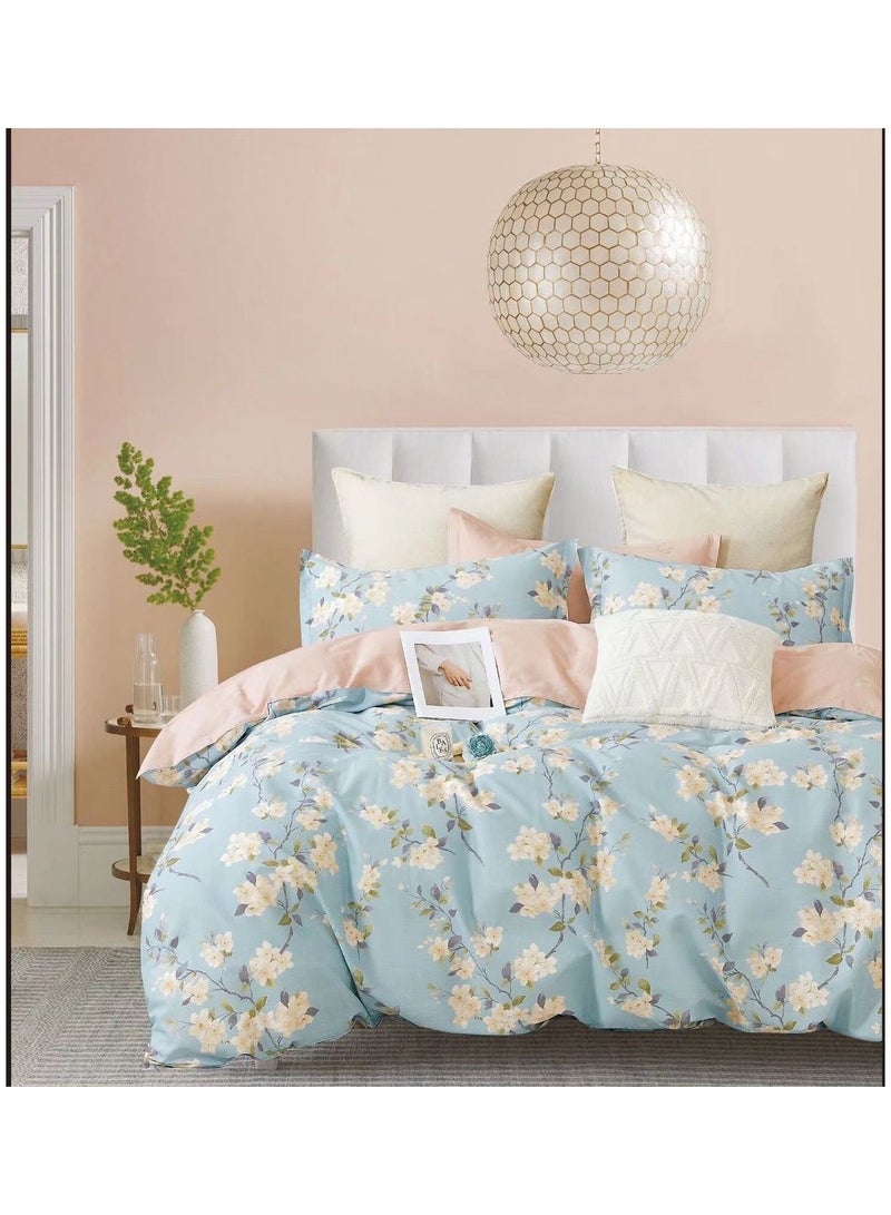 Floral Bedsheet Duvet Cover Super King Size Luxury Feel Pure Cotton Material