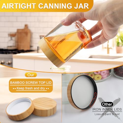 AISIPRIN Spice Jars with Label,12 Pcs 8oz Glass Jars with Bamboo Lids,Spice Organizer for Cabinet,Drawer, Rack, Seasoning Organizer Containers,Including 2 Type Labels - Image 3