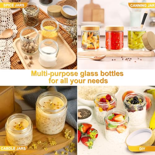 AISIPRIN Spice Jars with Label,12 Pcs 8oz Glass Jars with Bamboo Lids,Spice Organizer for Cabinet,Drawer, Rack, Seasoning Organizer Containers,Including 2 Type Labels - Image 5