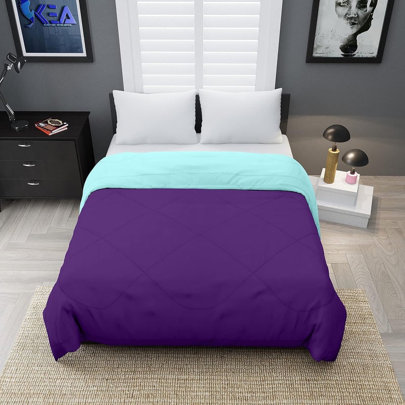 KEA Microfibre Reversible Double Bed King Size ComforterDuvet for All WeatherPurple Aqua 250 GSMComforter Double - Image 2
