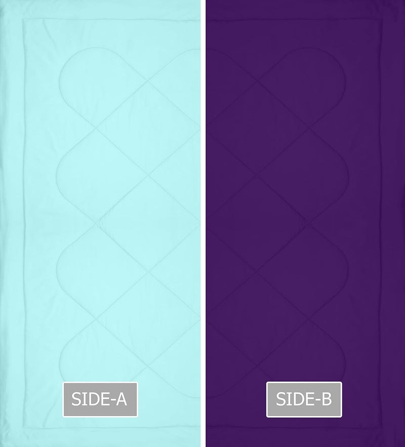KEA Microfibre Reversible Double Bed King Size ComforterDuvet for All WeatherPurple Aqua 250 GSMComforter Double - Image 5