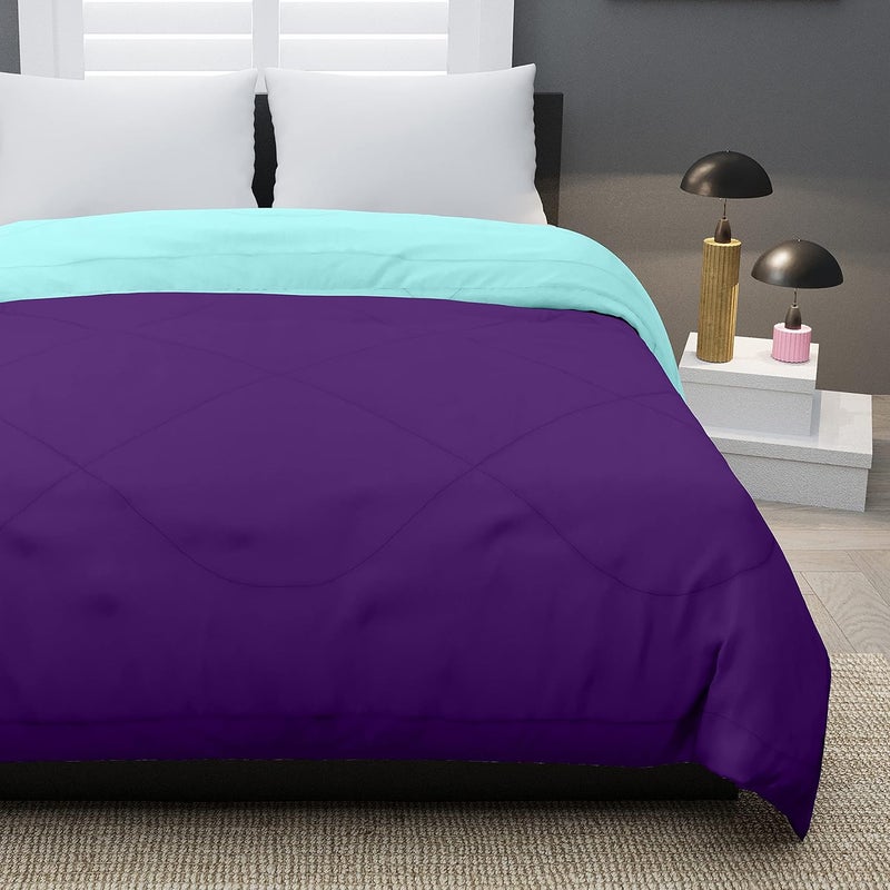 KEA Microfibre Reversible Double Bed King Size ComforterDuvet for All WeatherPurple Aqua 250 GSMComforter Double - Image 4