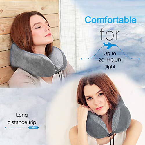 TALLGO Travel Pillow, Best Memory Foam Neck Pillow Head Support Soft Pillow for Sleeping Rest, Airplane Car & Home Use (Black) (Pink) (Grey) - Image 2