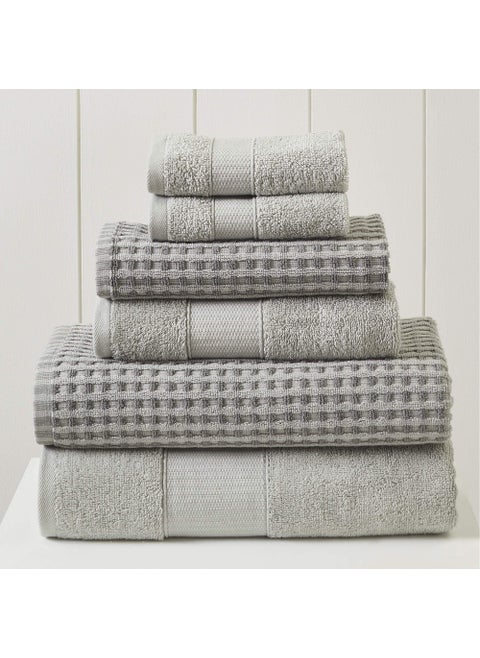 Modern Threads 6Piece 100 Combed Cotton Yarn Dyed Cobblestone Jacquard Towel Set Silver