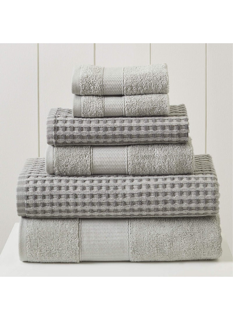 Modern Threads Modern Threads 6Piece 100 Combed Cotton Yarn Dyed Cobblestone Jacquard Towel Set Silver 