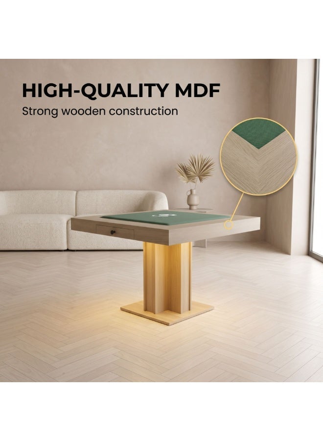 فور بلس طاولة "الرياسة" 2 في 1 لألعاب البلوت والجاكارو مع كراسي لـ 4 لاعبين، مقاس90×90×60 سم، لون أخضر (نوع الخشب: قشرة خشب الجوز الإيطالي) - Image 2