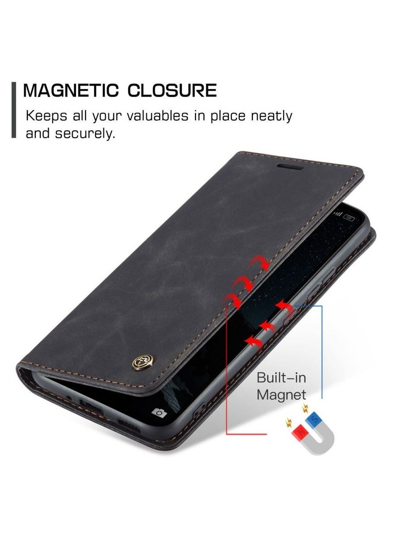 TEAM LUXURY - Phone Case Compatible with Xiaomi Redmi 12C/Xiaomi Redmi 11A with Card Holder High-end Retro Wallet Leather Shockproof Protective - Image 1