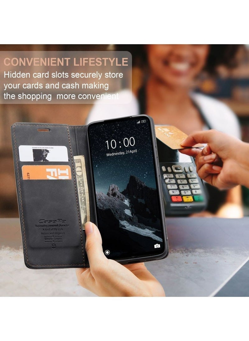 TEAM LUXURY - Phone Case Compatible with Xiaomi Redmi 12C/Xiaomi Redmi 11A with Card Holder High-end Retro Wallet Leather Shockproof Protective - Image 1