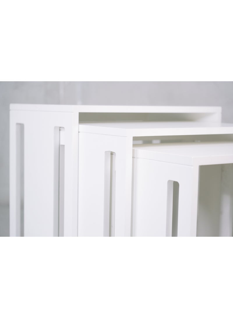 ماركة غير محددة طقم طاولات متداخلة 3 قطع - تصميم عصري موفر للمساحة  - Image 4