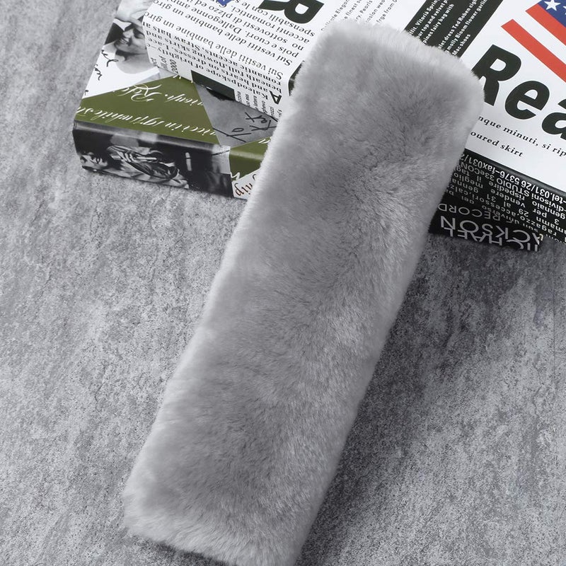 OGLAND Authentic Sheepskin Car Seat Belt Pad,2 Pack Soft Seat Belt Cover for Shoulder Pad Neck Cushion Protector Car Accessories by Genuine Natural Merino Wool (Misty Gray) - Image 4