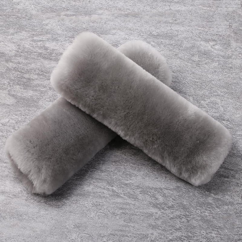 OGLAND Authentic Sheepskin Car Seat Belt Pad,2 Pack Soft Seat Belt Cover for Shoulder Pad Neck Cushion Protector Car Accessories by Genuine Natural Merino Wool (Misty Gray) - Image 2