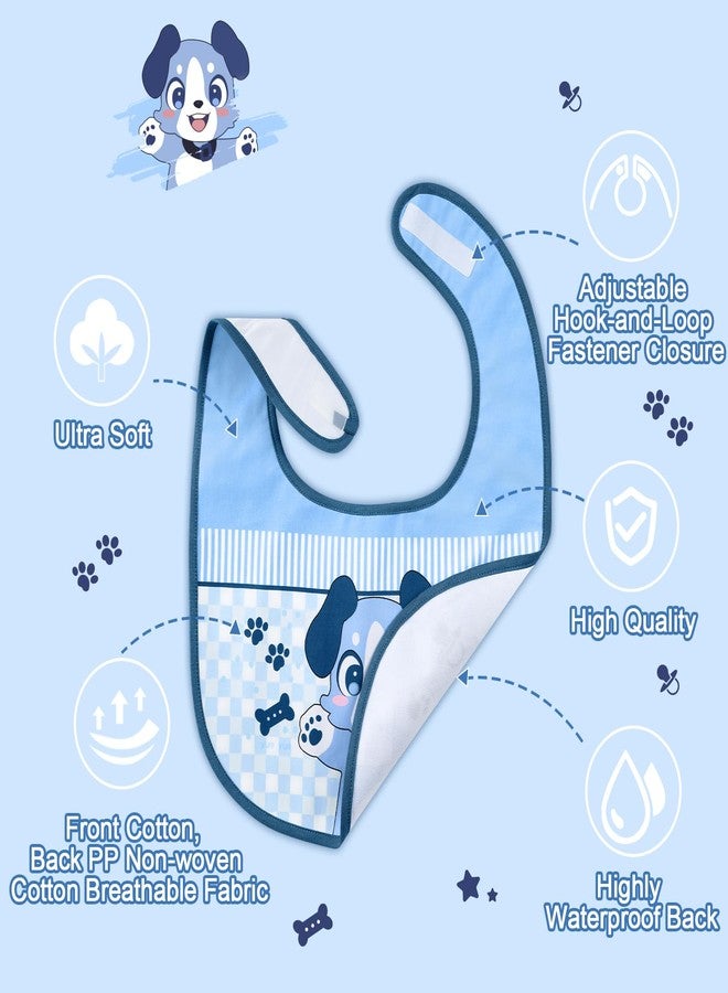 Littleforbig Cotton Waterproof Babydoll Printed Adult Bib with Adjustable Hook-and-Loop Fastener Closure - Little Blue Bib - Image 2