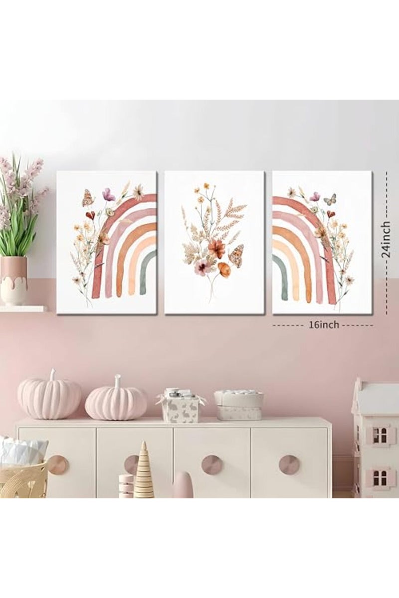 AKWISH 3Pcs Framed Boho Rainbow Canvas Wall Art Prints - Image 5