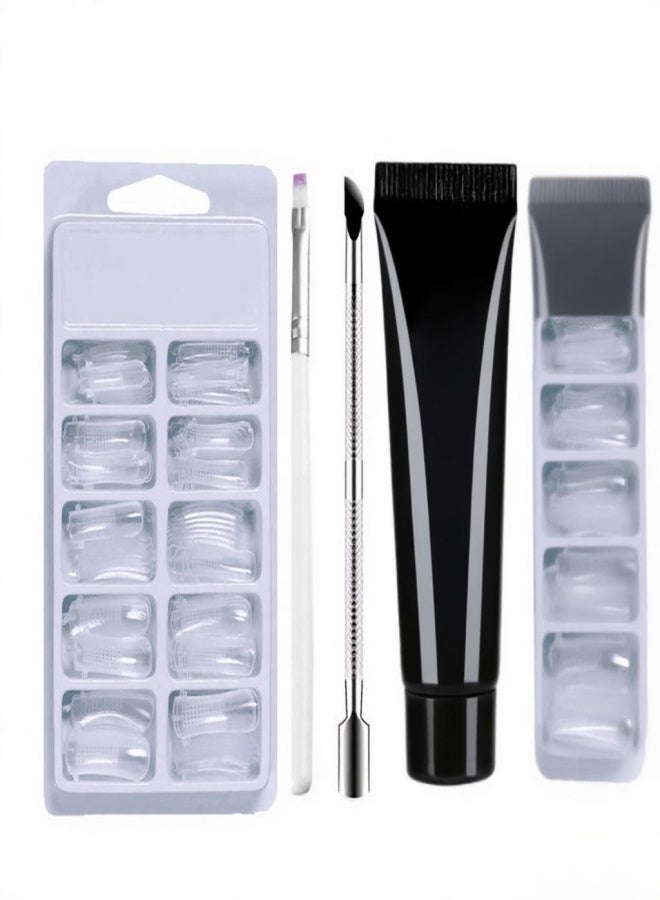 دوبورك مجموعة جل الأظافر، جل أظافر بالأشعة فوق البنفسجية/LED، مجموعة جل لتطويل الأظافر، أطراف أظافر صناعية أكريليك شفافة، أداة دفع أظافر مزدوجة الأطراف، قلم جل بناء لتطويل الأظافر بسرعة، مجموعة أدوات تجميل الأظافر - Image 1