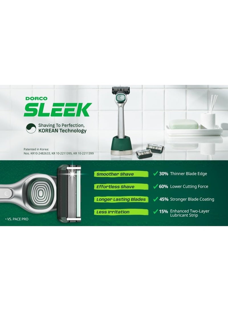 DORCO Sleek Multi Flex Razor Titanium Grey 1 Handle + 6 Cartridge - Image 4