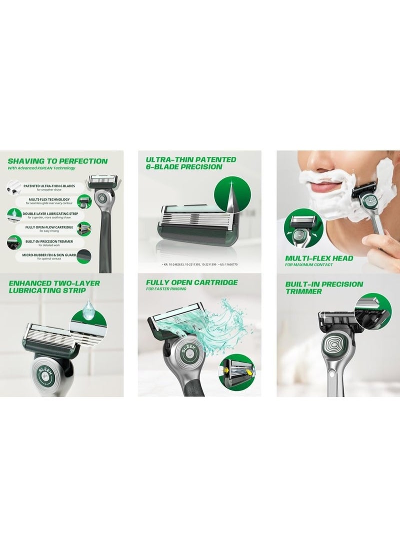 DORCO Sleek Multi Flex Razor Titanium Grey 1 Handle + 6 Cartridge - Image 5