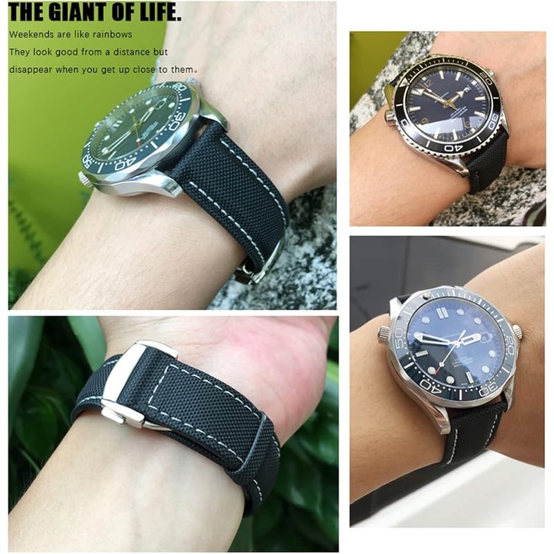 Nylon Canvas Watchband 19mm 20mm 21mm 22mm For Omega Seamaster Diver 300 Watch Strap - Image 5