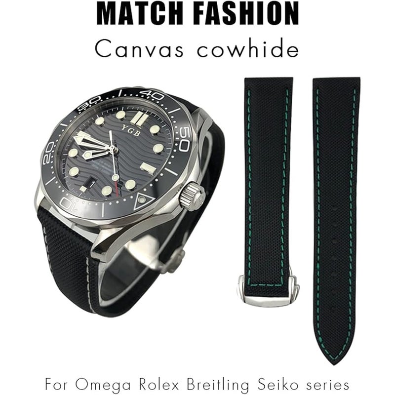Nylon Canvas Watchband 19mm 20mm 21mm 22mm For Omega Seamaster Diver 300 Watch Strap - Image 2