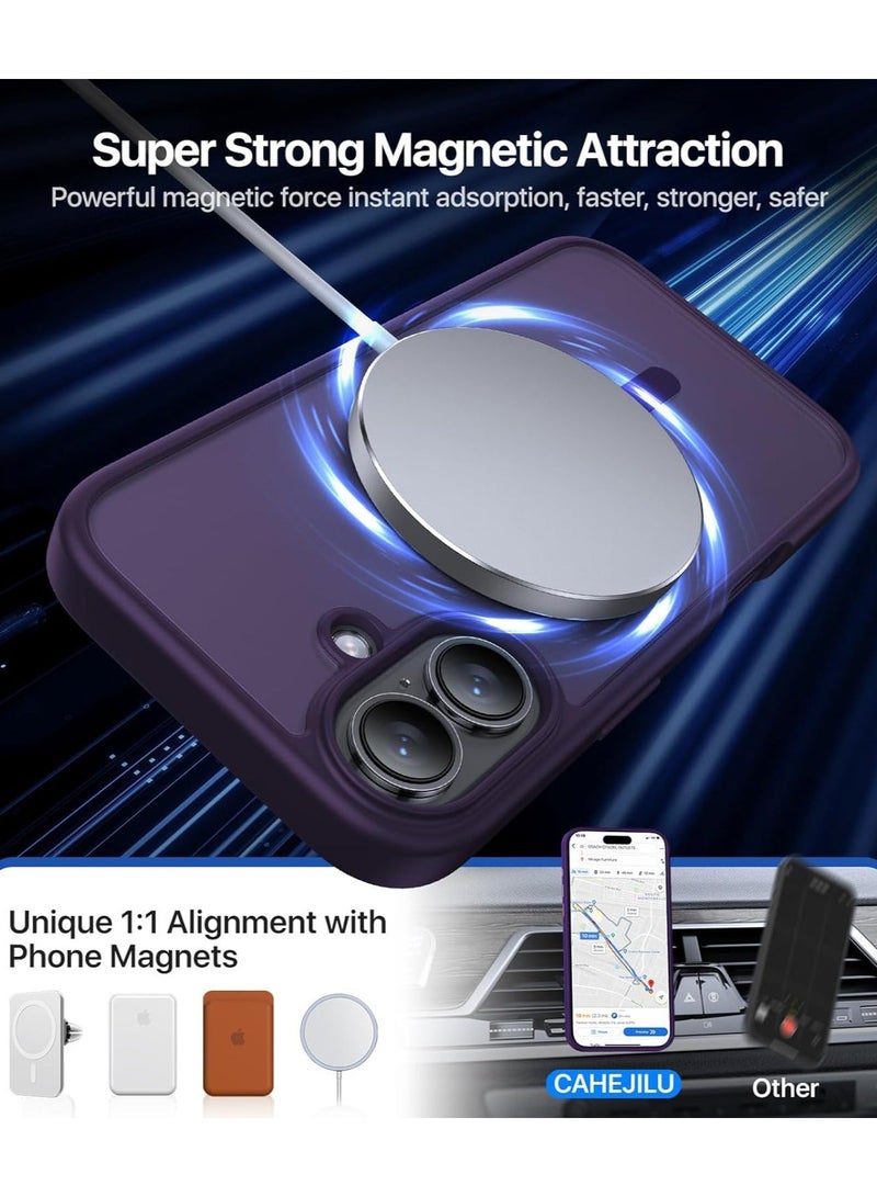 أكاليكس جراب مغناطيسي لهاتف iPhone 16 Plus [مقاوم للصدمات ونحيف]، غطاء خلفي صلب غير لامع مع حماية عالية الجودة |أرجواني غامق - Image 3