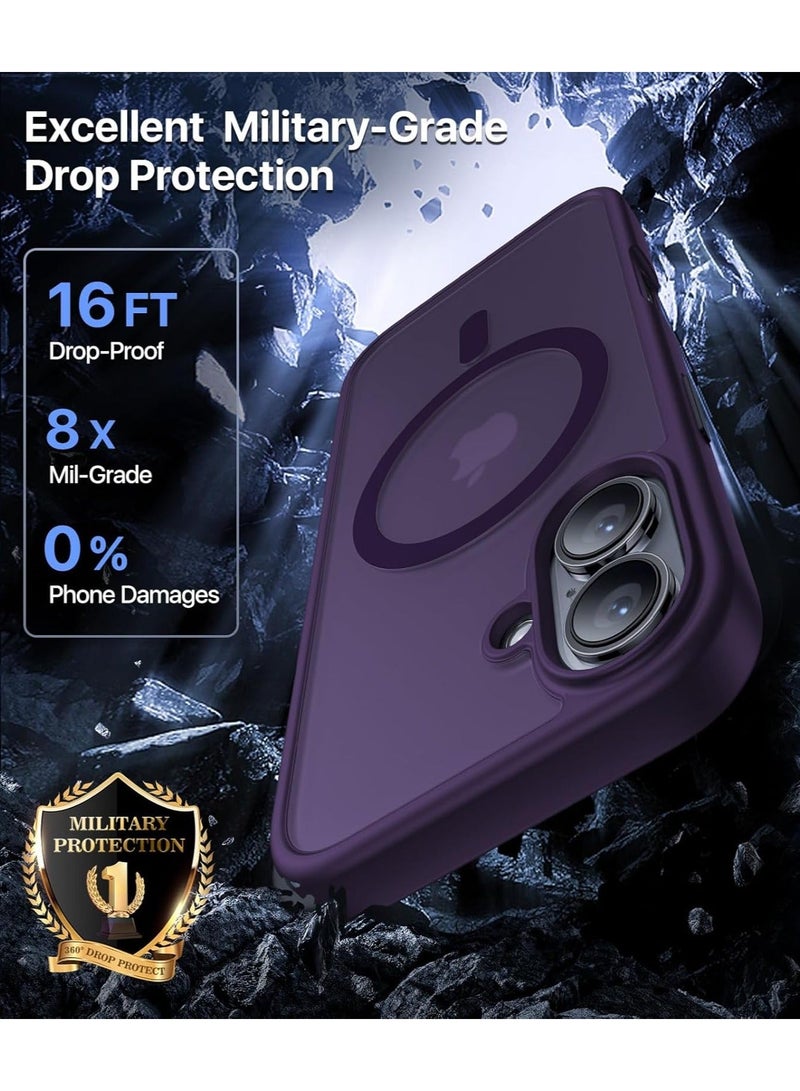 أكاليكس جراب مغناطيسي لهاتف iPhone 16 Plus [مقاوم للصدمات ونحيف]، غطاء خلفي صلب غير لامع مع حماية عالية الجودة |أرجواني غامق - Image 4