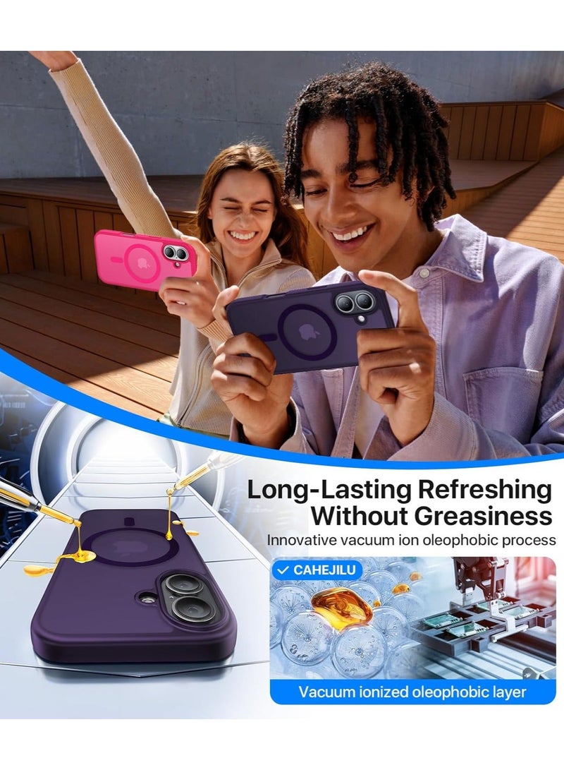 أكاليكس جراب مغناطيسي لهاتف iPhone 16 Plus [مقاوم للصدمات ونحيف]، غطاء خلفي صلب غير لامع مع حماية عالية الجودة |أرجواني غامق - Image 5