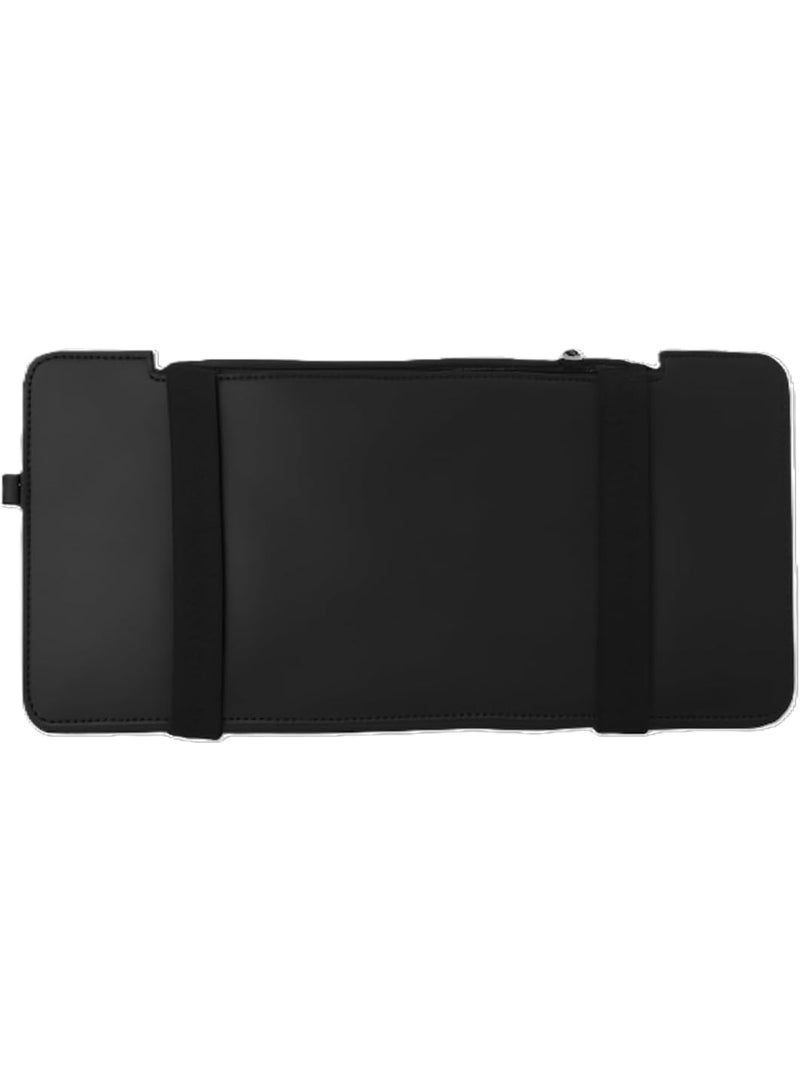 Leather Car Visor Organizer – PU Leather Sun Visor Storage with Card Slots, Mesh Pocket, Magnetic Sunglasses Clip, and Pen Holder – Universal Fit for Cars and SUV (Black) - Image 5