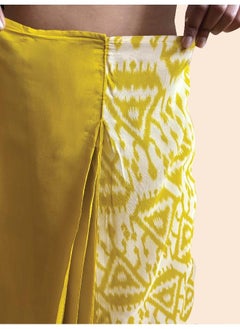 trueBrowns trueBrowns Lime Muslin Ikat Saree  - Image 3