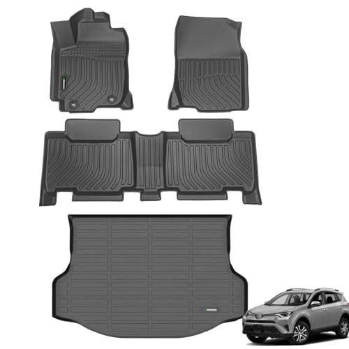 ANBINGO Floor Mats Cargo Liner for Toyota RAV4 20132018 Not for Hybrid or Prime Custom Fit LESEXLELimitedPlatinumAdventure AWDFWD Full Set Accessories Black - Image 1