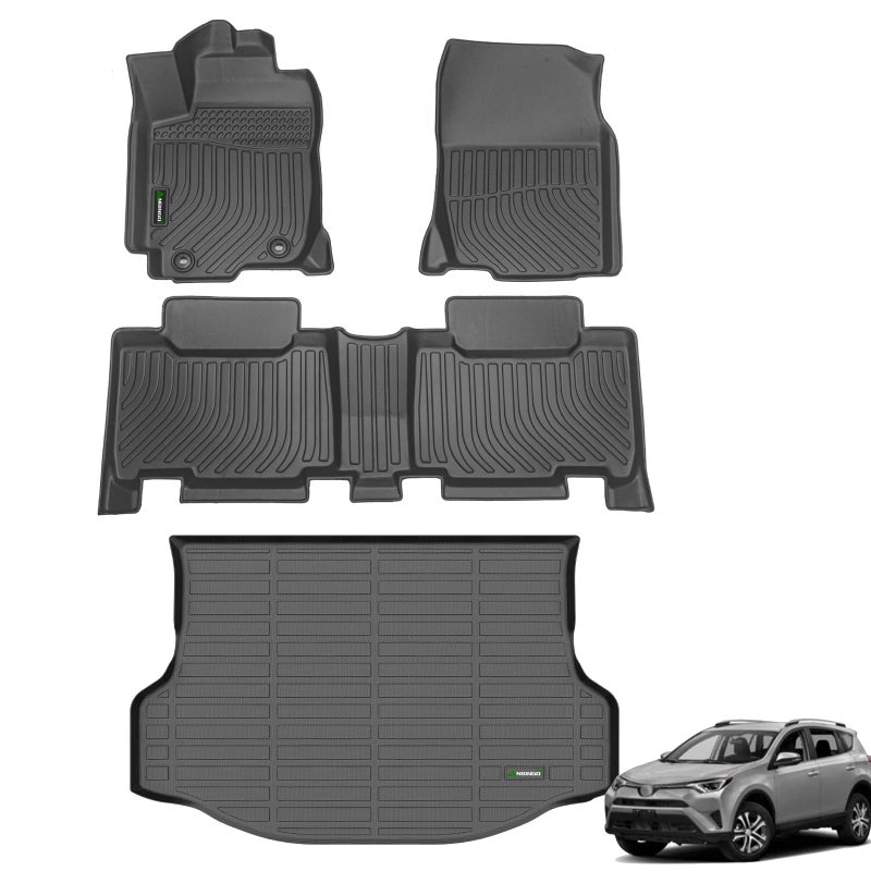 ANBINGO Floor Mats Cargo Liner for Toyota RAV4 20132018 Not for Hybrid or Prime Custom Fit LESEXLELimitedPlatinumAdventure AWDFWD Full Set Accessories Black - Image 3