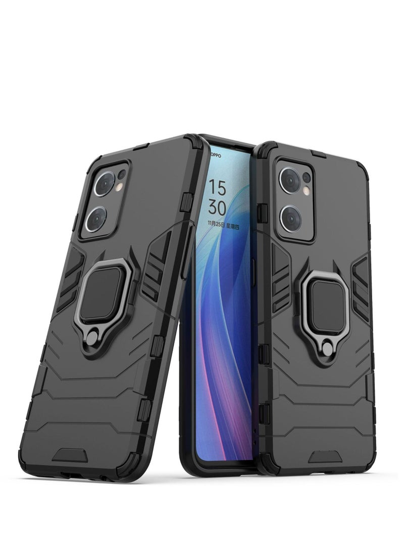Black protective cover with ring bracket For Oppo - Image 1