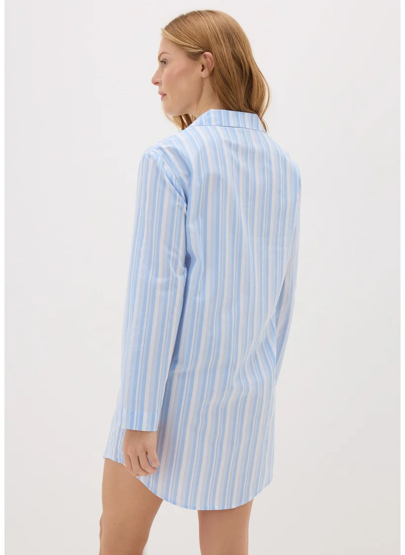 Matalan Blue Stripe Cotton Shirt Nightie