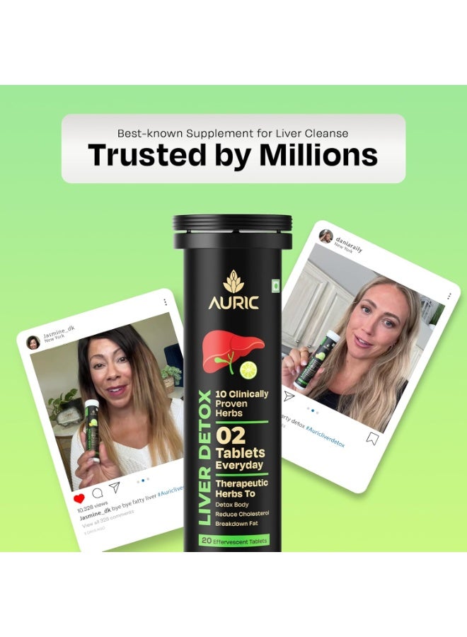 AURIC Liver Detox Supplement | 20 Tablets Fizzy Water with 10 Ayurvedic Herbs | Clinically Researched Therapeutic Ingredients | Drop, Dissolve, Fizz, Drink - Image 4