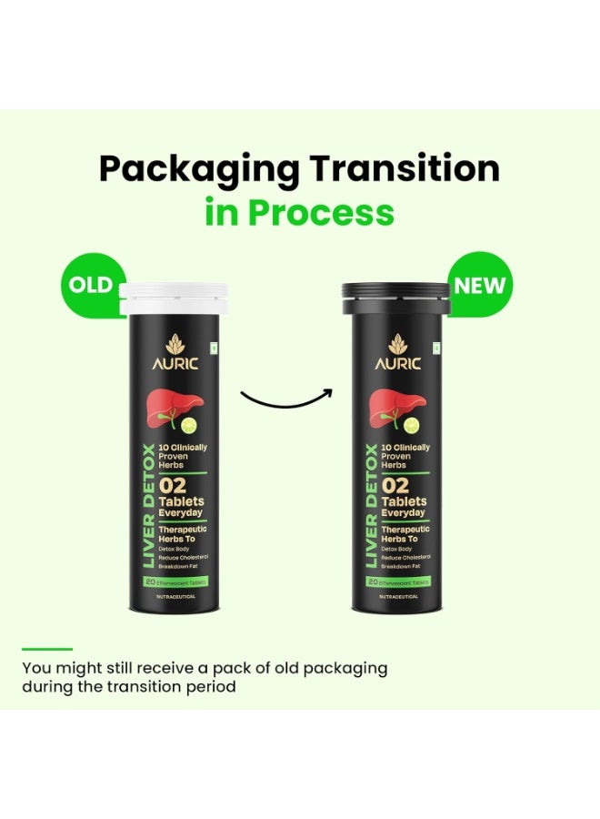 AURIC Liver Detox Supplement | 20 Tablets Fizzy Water with 10 Ayurvedic Herbs | Clinically Researched Therapeutic Ingredients | Drop, Dissolve, Fizz, Drink - Image 2