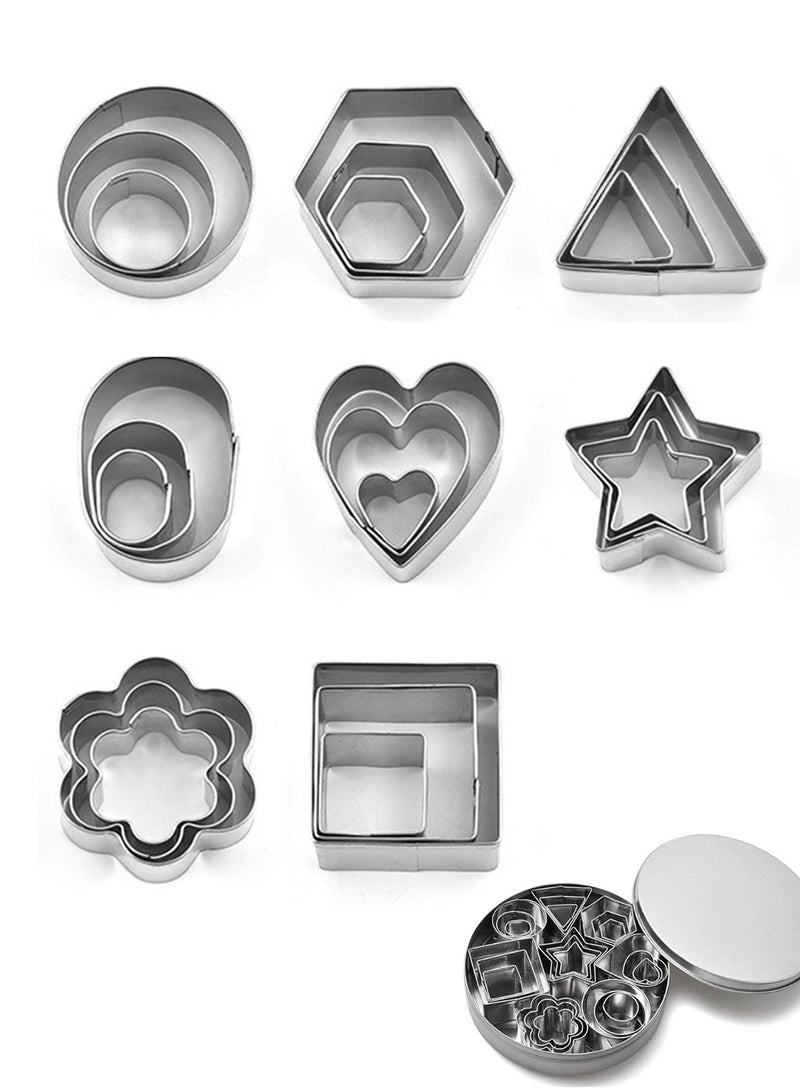 24 Pcs/Set Stainless Steel Cookie Cutters Set Mini Biscuit Shape Mold Plate Decoration Tool - Image 1