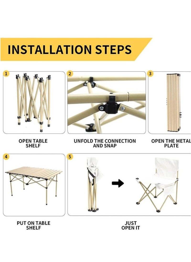 Mereza Camping Furniture Set,Foldable Camping Tables and Chairs, Portable Family Outing Camping Picnic Table And Chair Set,Multifunctional Foldable Travel Table and Chairs Set Camping Table For Outdoor BBQ,Cooking,Party, Beach - Image 2