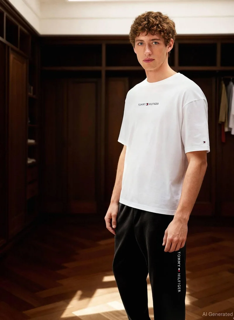 TOMMY HILFIGER Th Optic White TH Original Logo Lounge T-Shirt for Men | Best Price UAE
