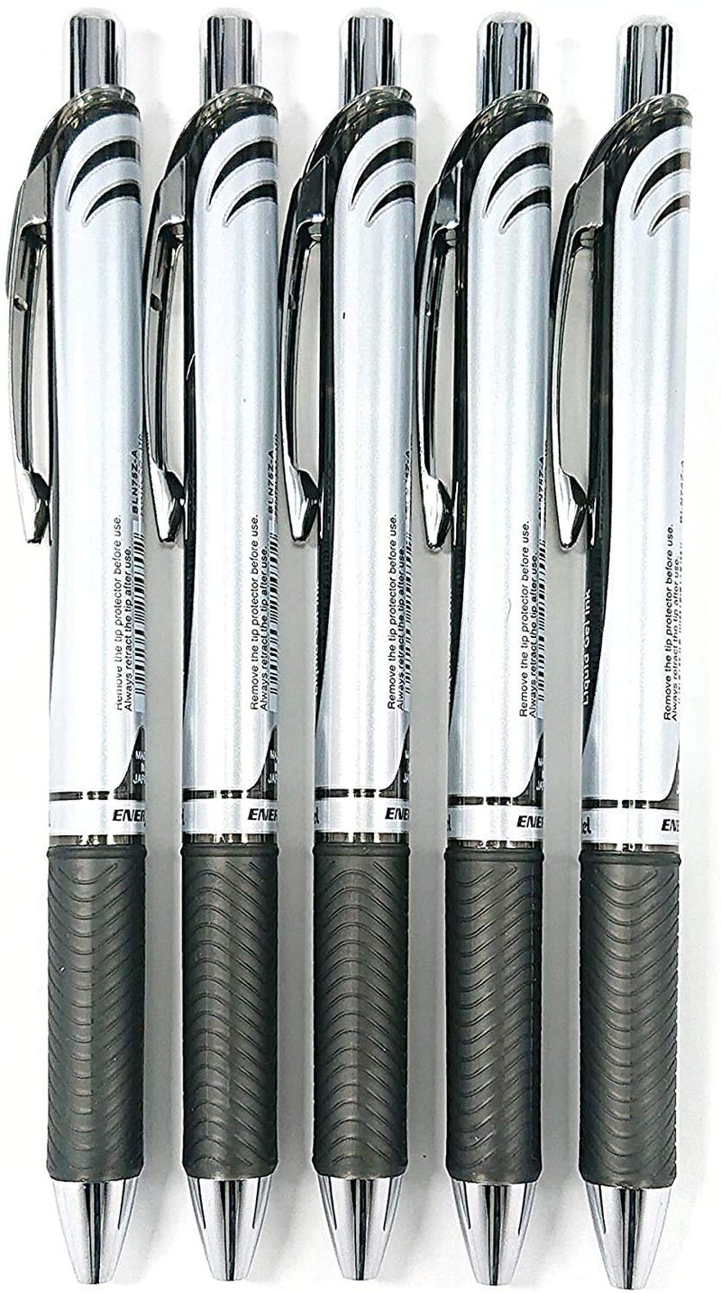 Pentel EnerGel Deluxe RTX Retractable Liquid Gel Pen,0.5mm, Fine Line, Needle Tip, Black Ink-Value set of 5 - Image 2
