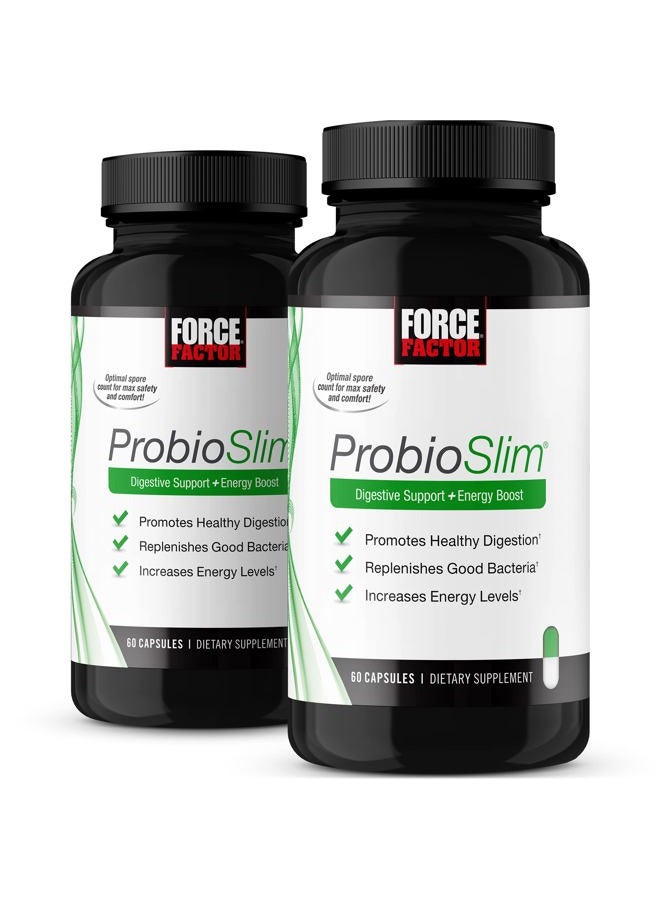Force Factor ProbioSlim Probiotic Supplement for Women and Men with Probiotics and Green Tea Extract, Reduce Gas, Bloating, Constipation, Support Digestive and Gut Health, 120 Capsules (2-Pack) - Image 1