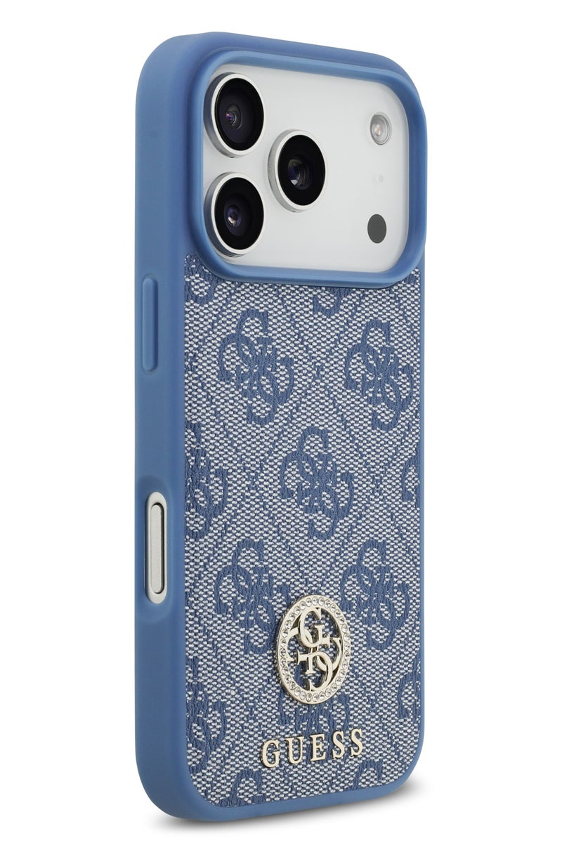 GUESS iPhone 17 Pro Max MagSafe Case 4G PU Leather With Classc & Strass Logo / Magsafe Compatible / Ultra Slim / lightweight design / Easy Installation - Blue - Image 4