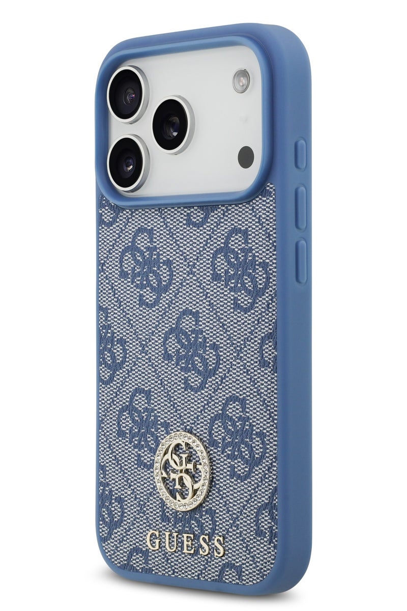 GUESS iPhone 17 Pro Max MagSafe Case 4G PU Leather With Classc & Strass Logo / Magsafe Compatible / Ultra Slim / lightweight design / Easy Installation - Blue - Image 3