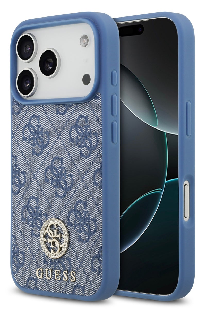 GUESS iPhone 17 Pro Max MagSafe Case 4G PU Leather With Classc & Strass Logo / Magsafe Compatible / Ultra Slim / lightweight design / Easy Installation - Blue - Image 2
