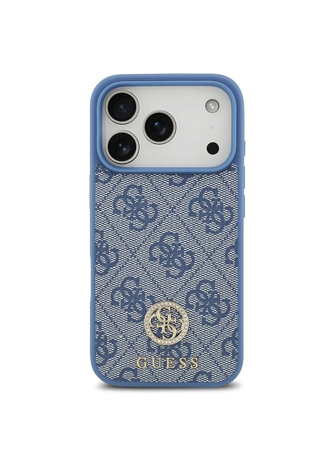 GUESS iPhone 17 Pro Max MagSafe Case 4G PU Leather With Classc & Strass Logo / Magsafe Compatible / Ultra Slim / lightweight design / Easy Installation - Blue - Image 1