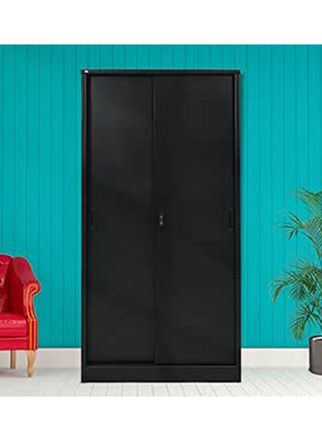 RIGID خزانة مكتب بأبواب منزلقة منحنية من الفولاذ باللون الأسود 183x90x45.5 سم  - Image 1