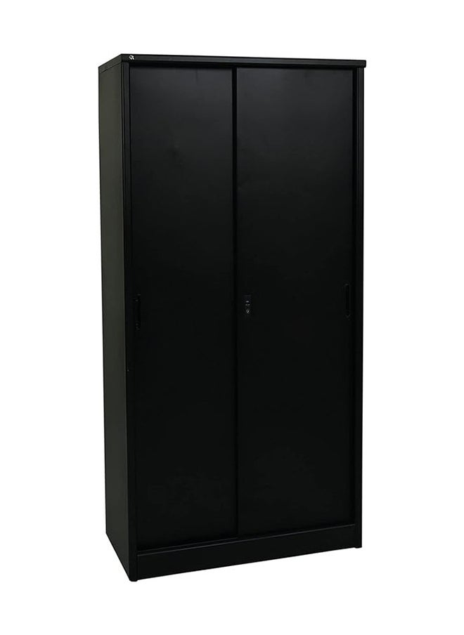 RIGID خزانة مكتب بأبواب منزلقة منحنية من الفولاذ باللون الأسود 183x90x45.5 سم  - Image 5